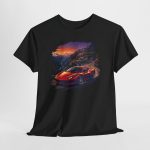 The Stallion F142 t-shirt - Rosso Corsa Ferrari 458 on Stelvio Pass at dusk