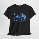 Nissan S14 Kouki in Starfire Blue Pearl drifting at industrial port at night - Redline Gear S14 JDM t-shirt design