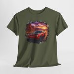717hp American muscle shirt sport grey - worn front