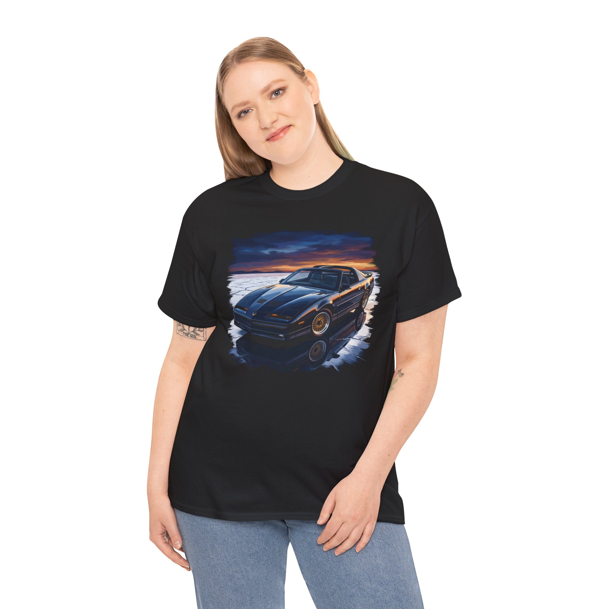 The Phantom F-Body t-shirt - 1988 Trans Am GTA with gold wheels and mirror salt reflection