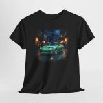 Toyota Soarer Z30 in Seafoam Green Pearl on a Kyoto night street with paper lanterns - Redline Gear Z30 JDM t-shirt design